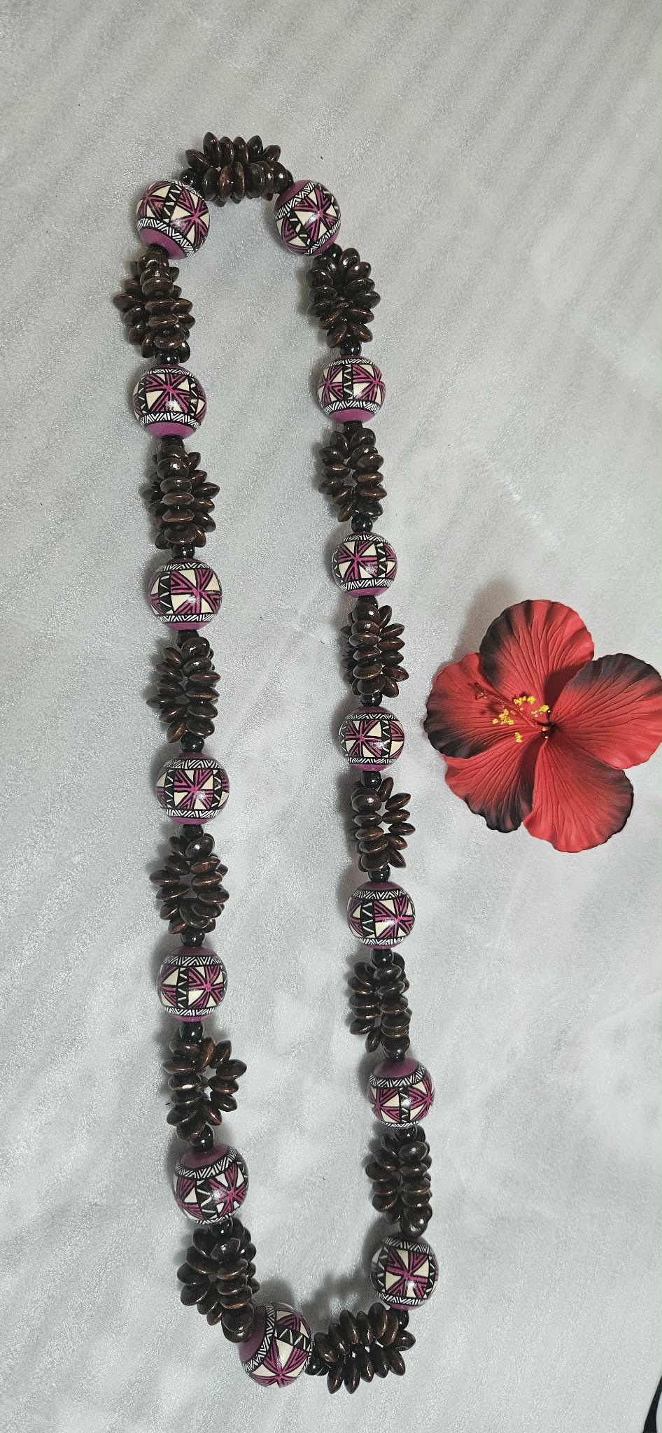 Collier Perles Bois Style Wallis-et-Futuna – Bijou Artisanal