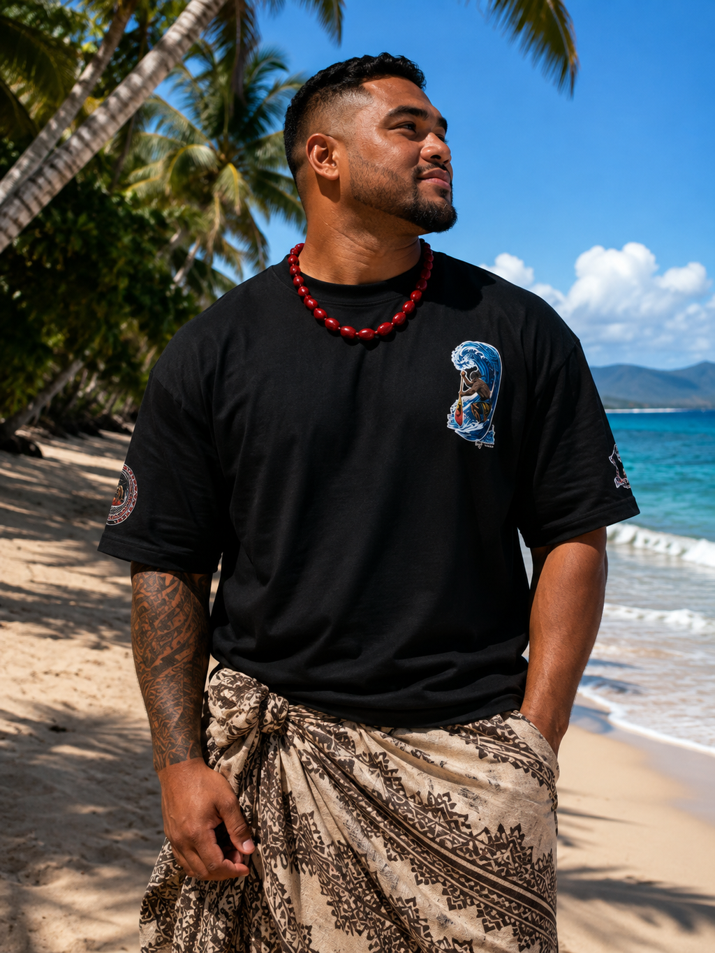 Tshirt va'a Guerrier Heïpua Création.