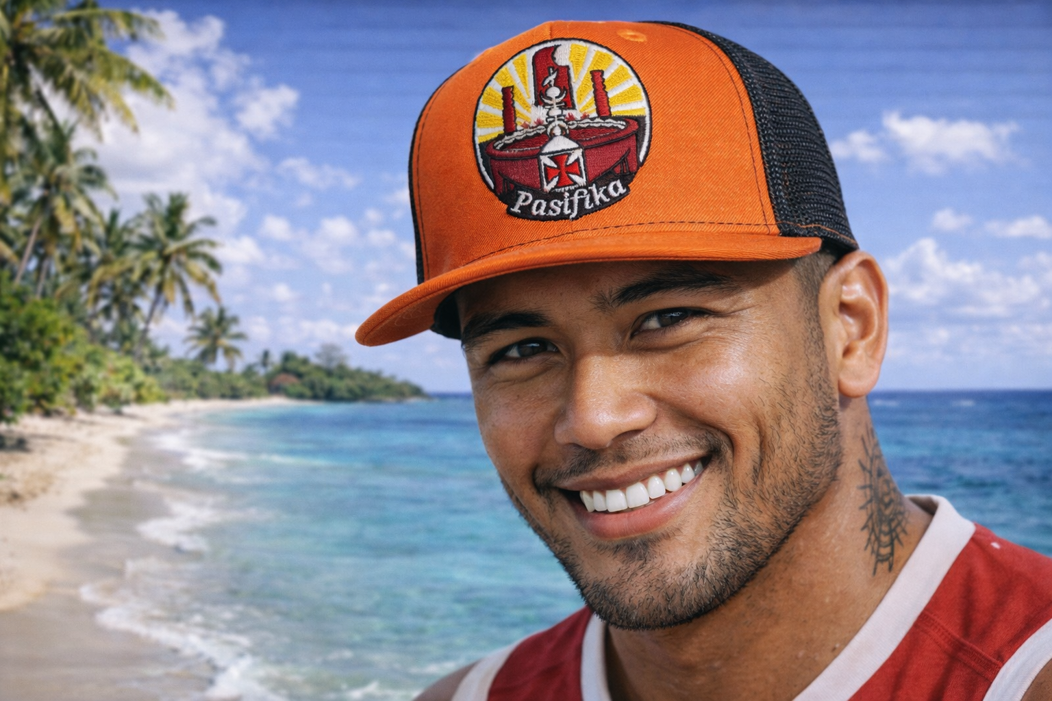 Trucker Cap Filet Noir et Orange – Casquette Unisexe