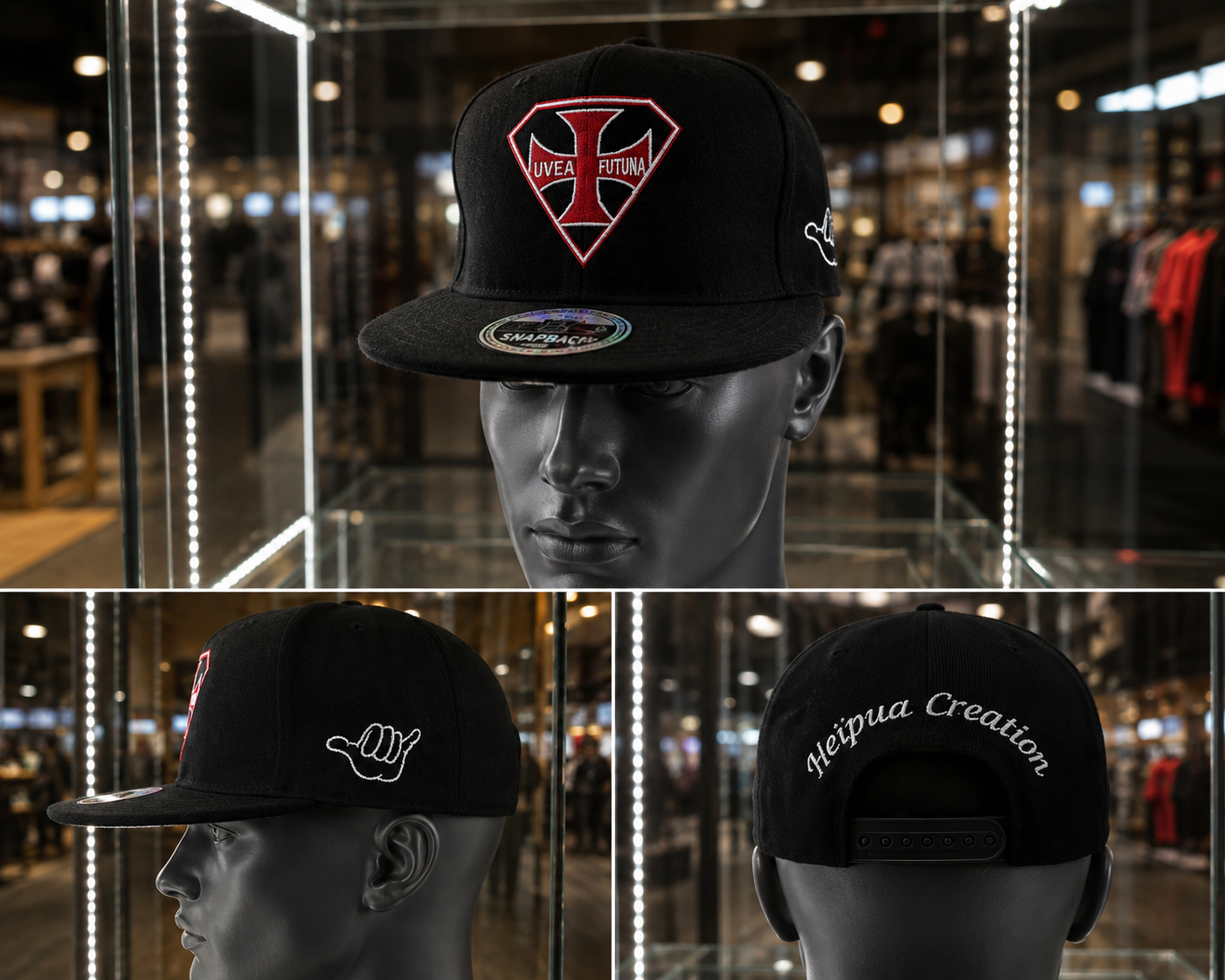 Snapback noire réglable Uvea mo Futuna.